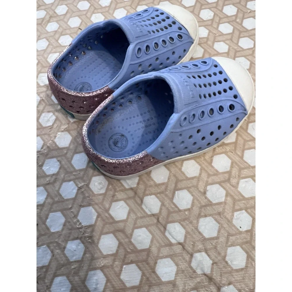 Native Jefferson‎ Shoes Pink/Blue Glitter Toddler Size C4